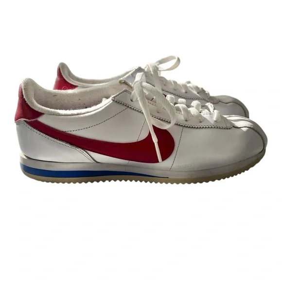 Nike Cortez leather sneakers white red blue swoosh size 10 - Picture 2 of 13